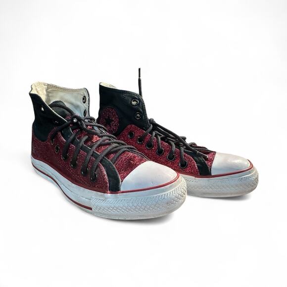 Vtg Converse Chuck Taylor All Star Glitter High Top Shoes Women’s 7 Men’s 5 Red - Picture 9 of 10